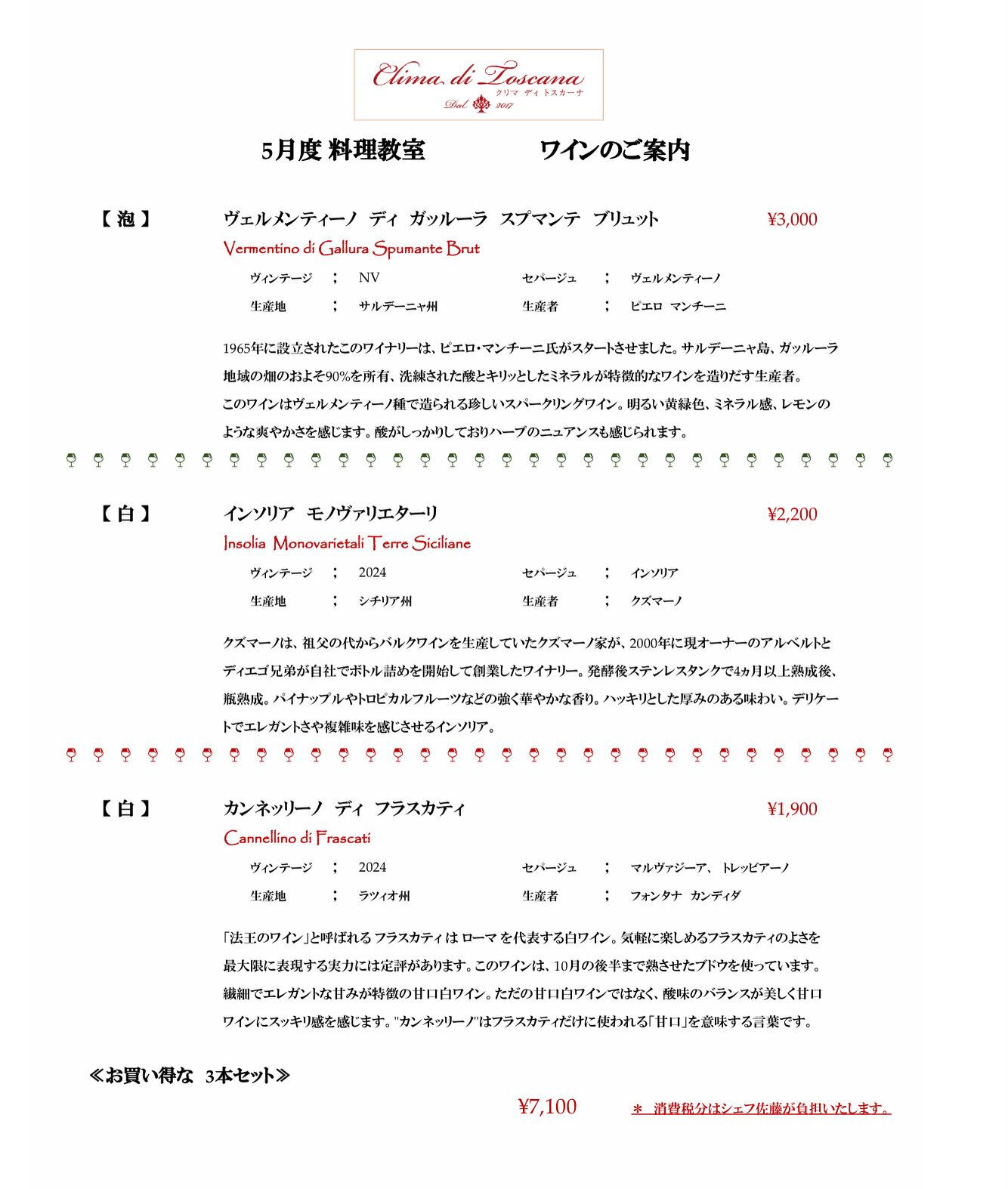 5月26日に開催のワイン会にキャンセルがでました